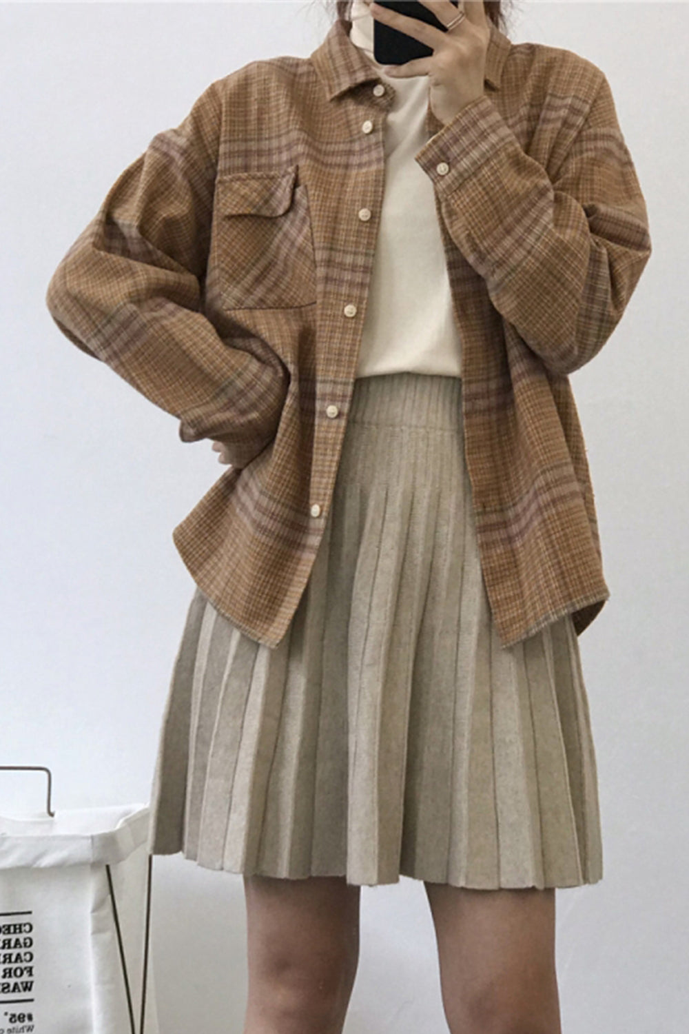 Thickened Plaid Flannel Long Sleeve Coat for Cold Weather