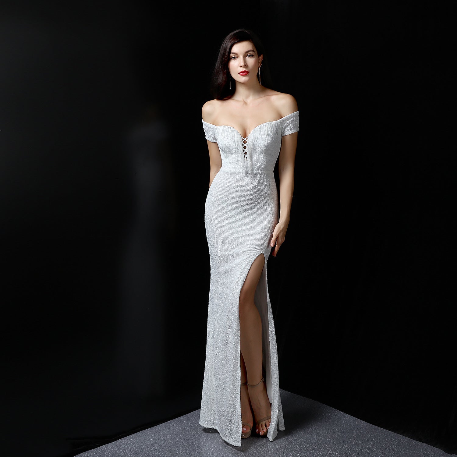Marzia Formal Sequined Slit Dress - Fashionpara