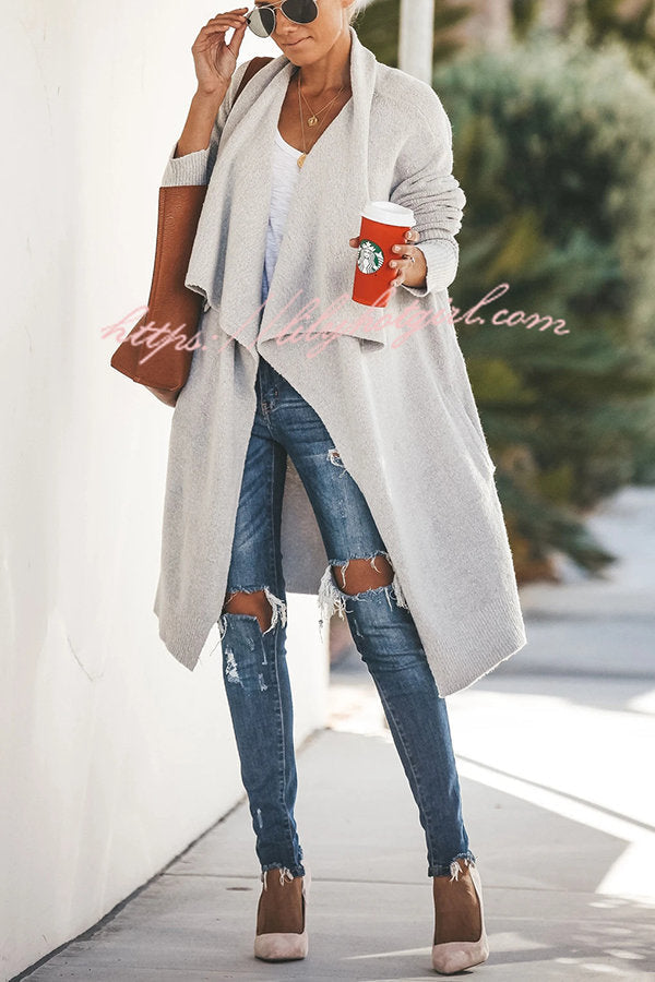 Lady Rin Oversized Drape Neckline Knit Cardigan for Comfort