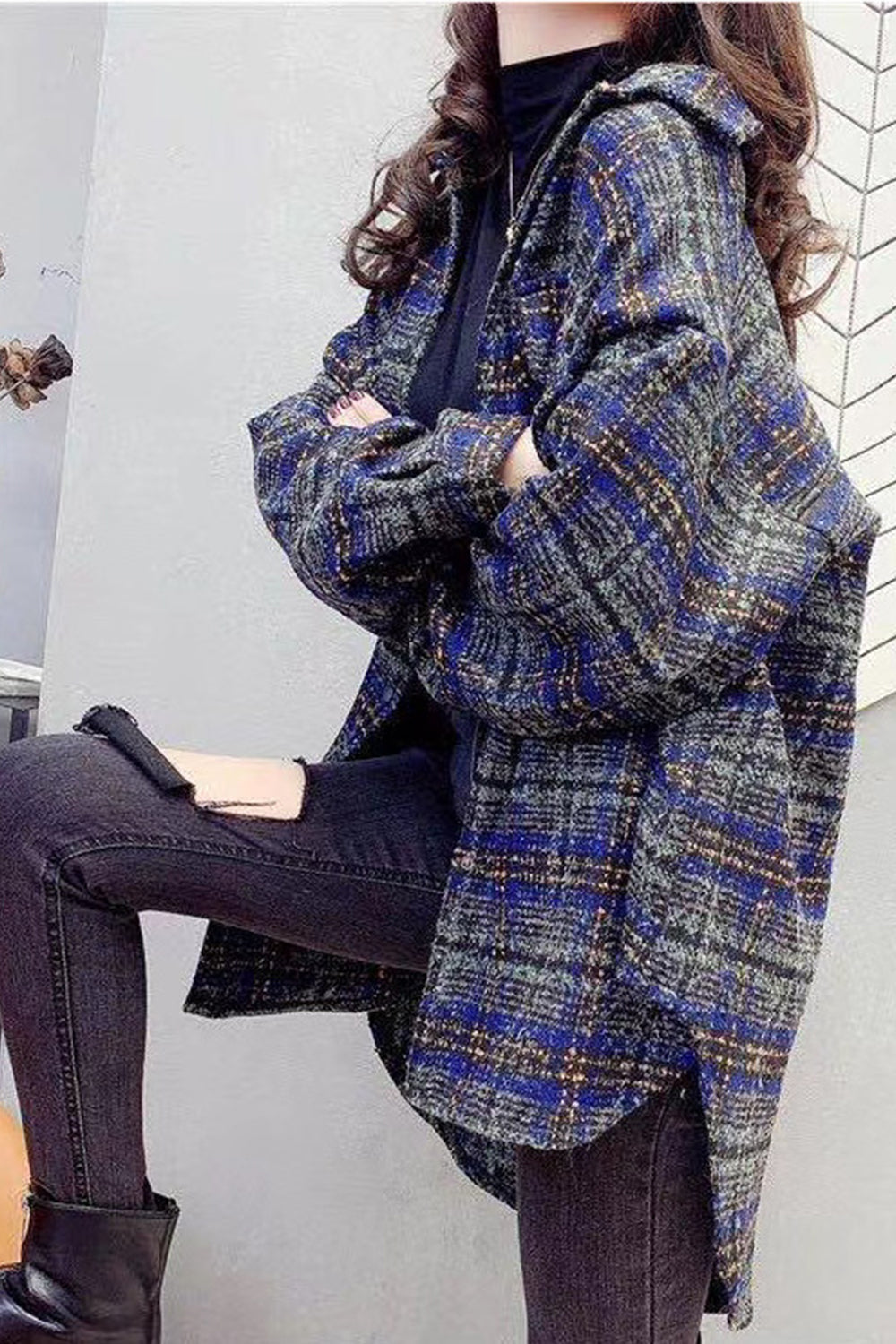 RadyRin Vintage Plaid Fleece Coat for Stylish Warmth