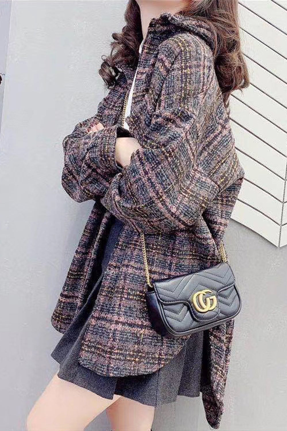 RadyRin Vintage Plaid Fleece Coat for Stylish Warmth