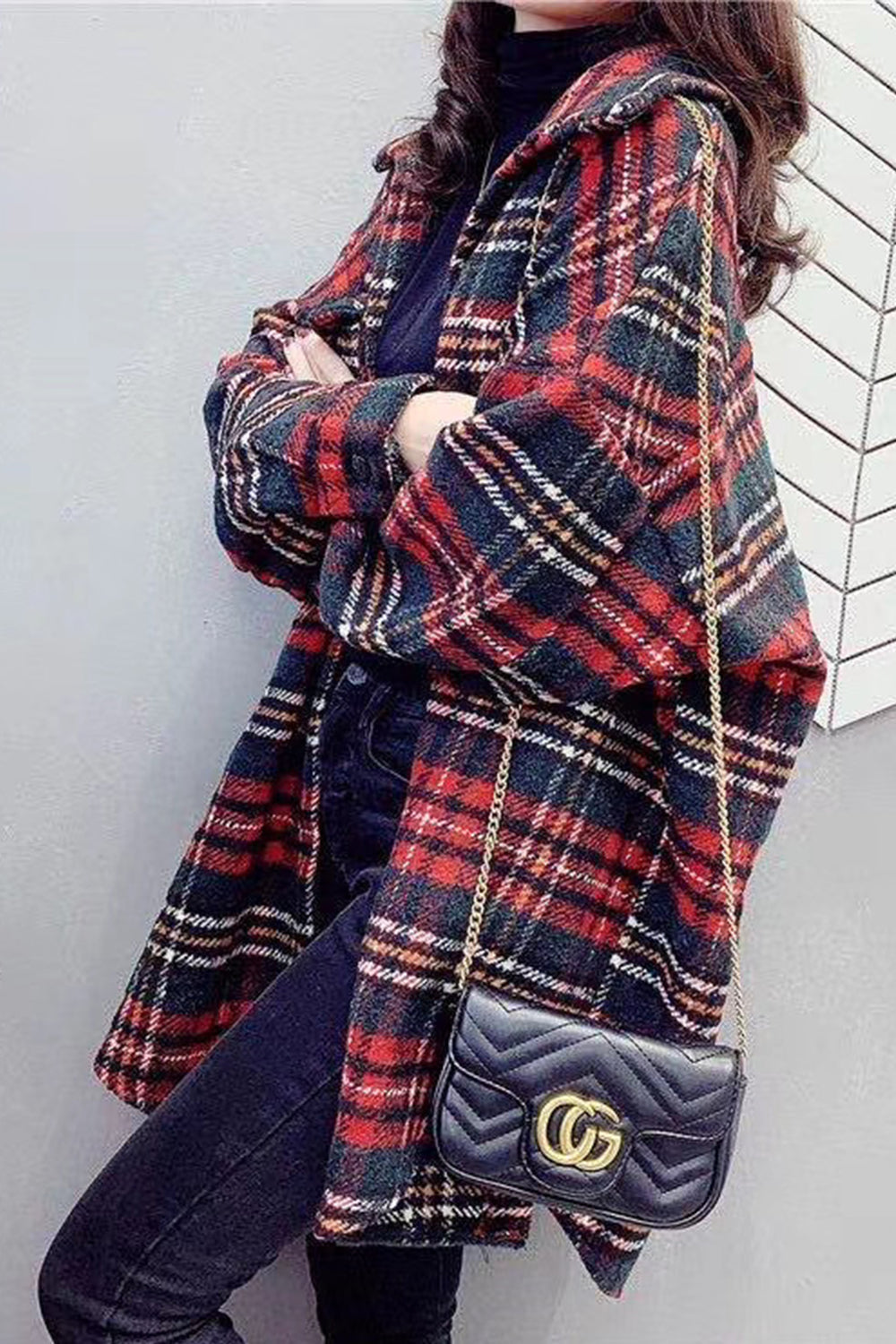 RadyRin Vintage Plaid Fleece Coat for Stylish Warmth