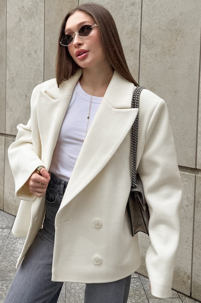Old Money Beige Wool Blend Coat