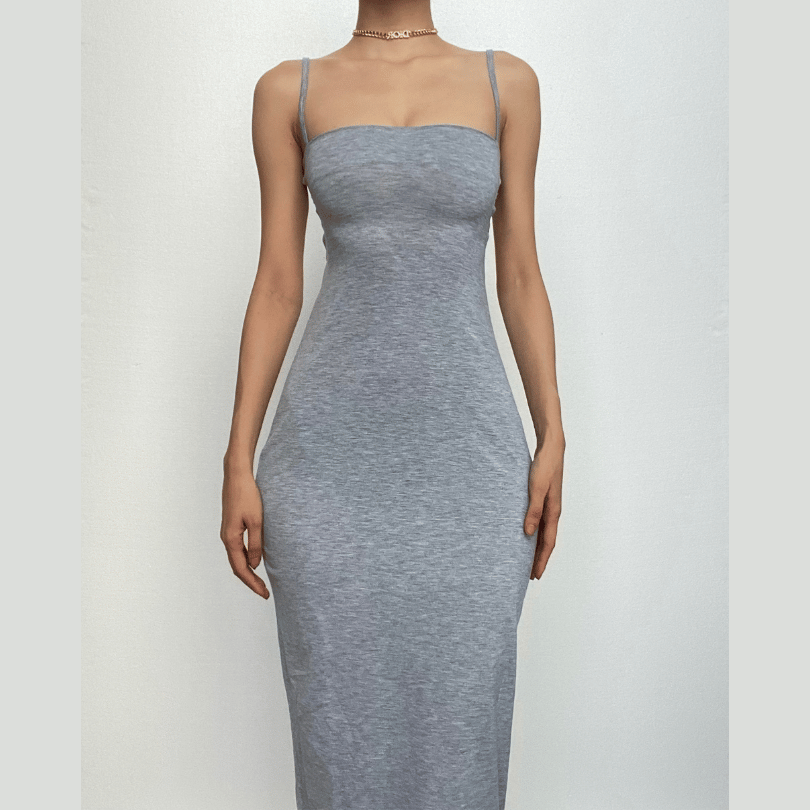 Cross back lace up self tie backless solid square neck midi dress - View 2
