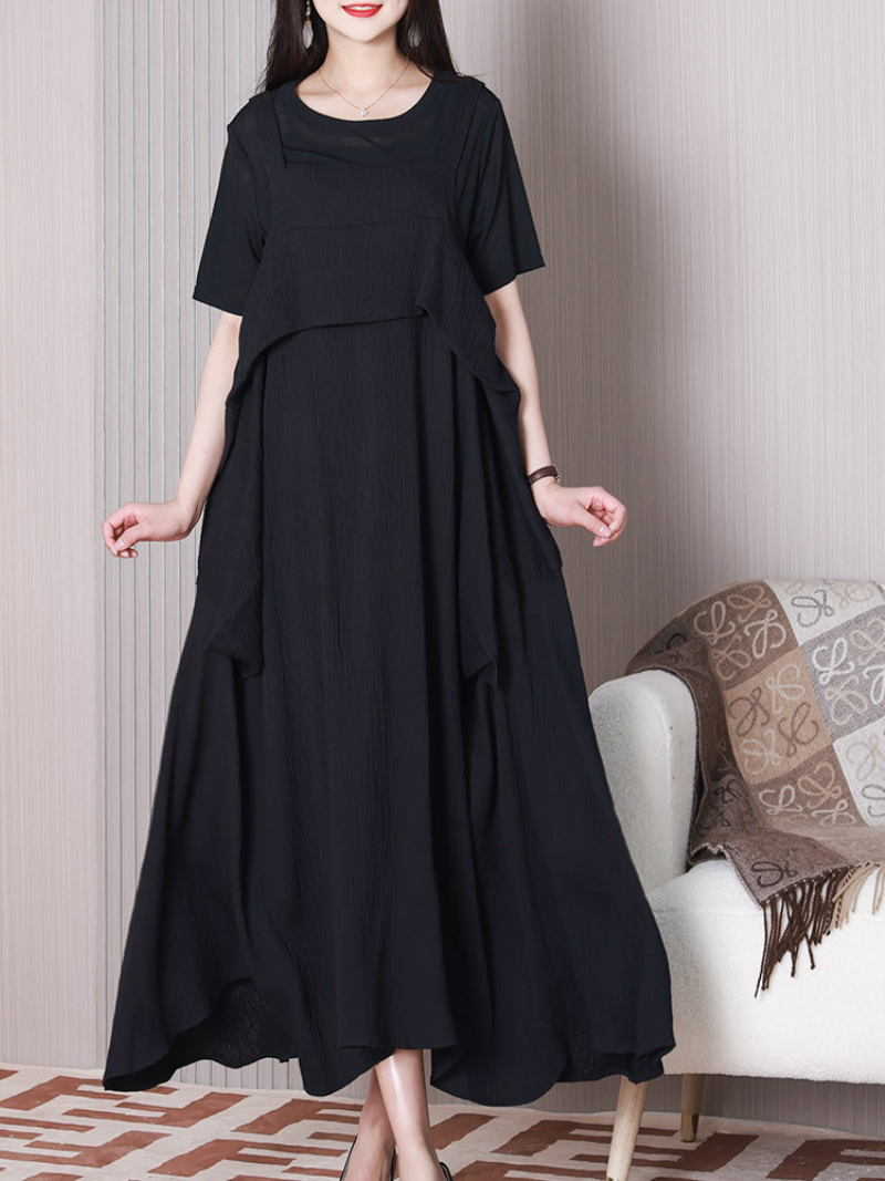 Crinkle Square Neck Sleeveless Pinafore Maxi Dress 4