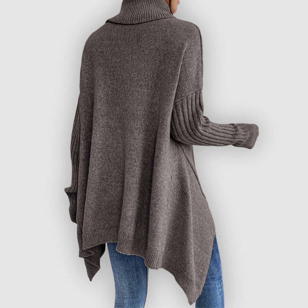 Turtleneck Long Sleeve High Low Oversized Sweater 25