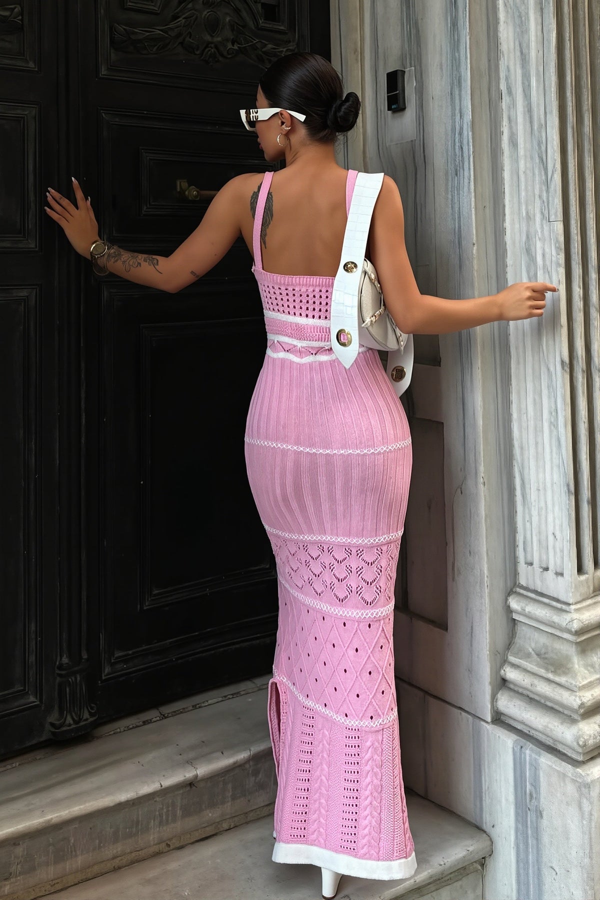 Crochet Knit Sweetheart Pointelle Maxi Dress 8