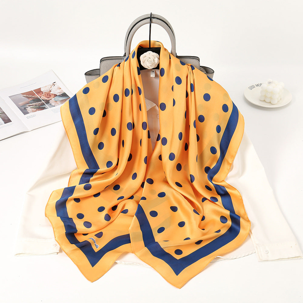 Polka Dot Printed Silk Scarf