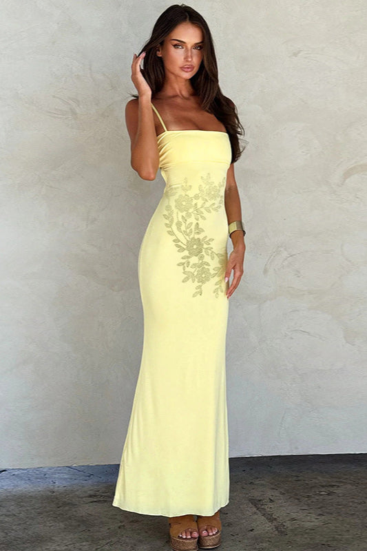 Rhinestone Strapless Bodycon Maxi Dress