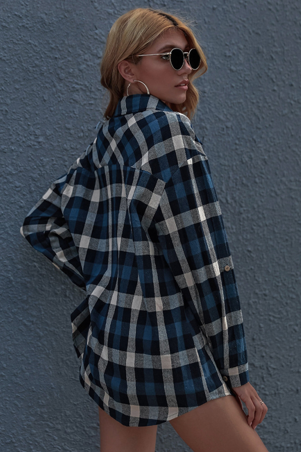 RadyRin Long Sleeve Plaid Cardigan for Effortless Style