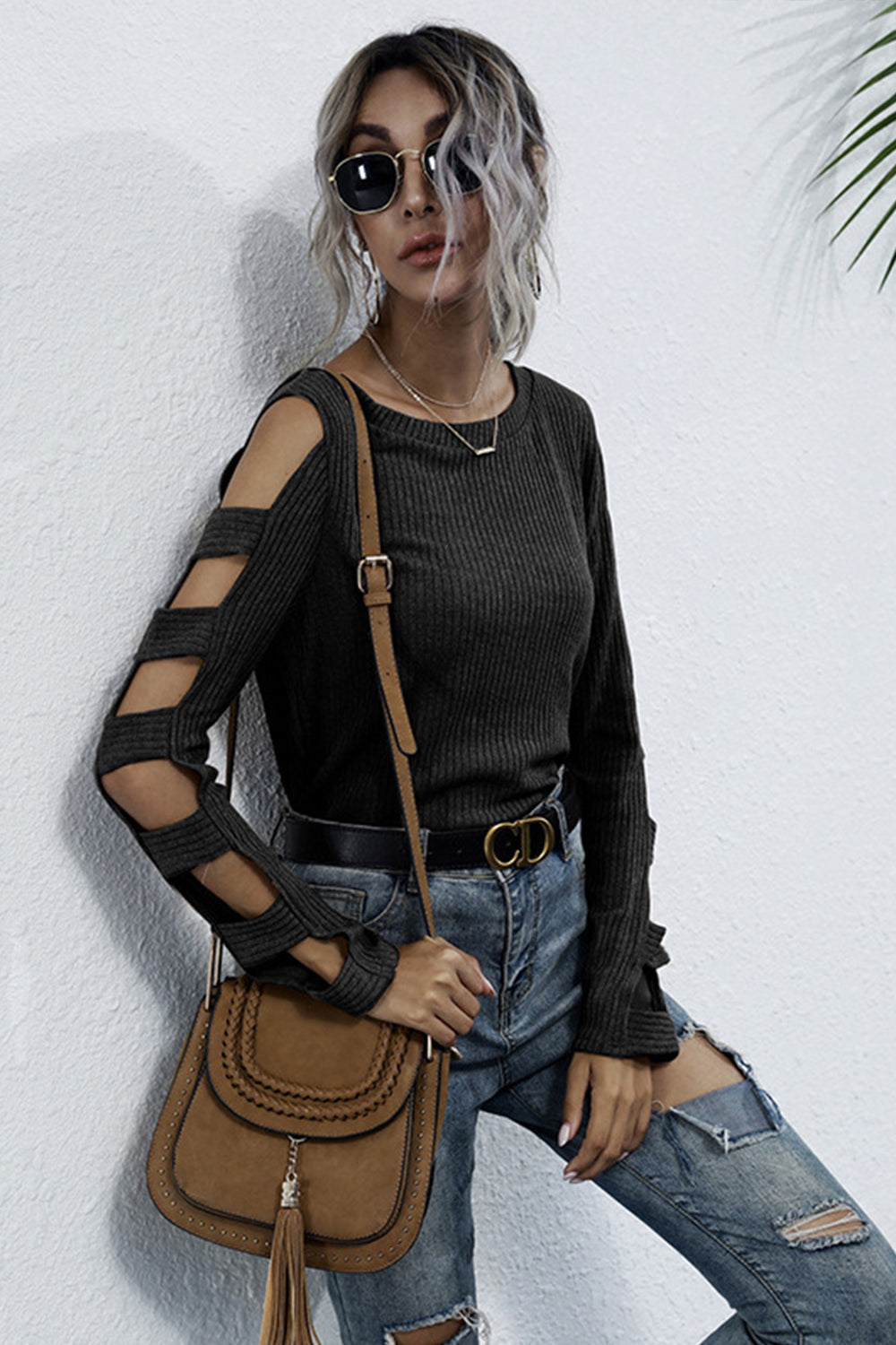 RadyRin Stylish Round Neck Long-Sleeved Sweater for Comfort