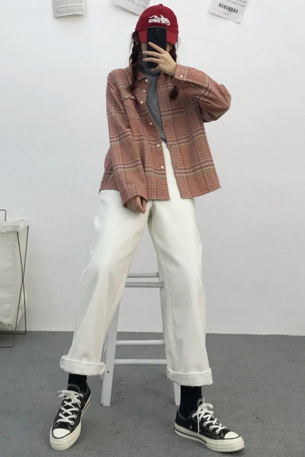 Thickened Plaid Flannel Long Sleeve Coat for Cold Weather