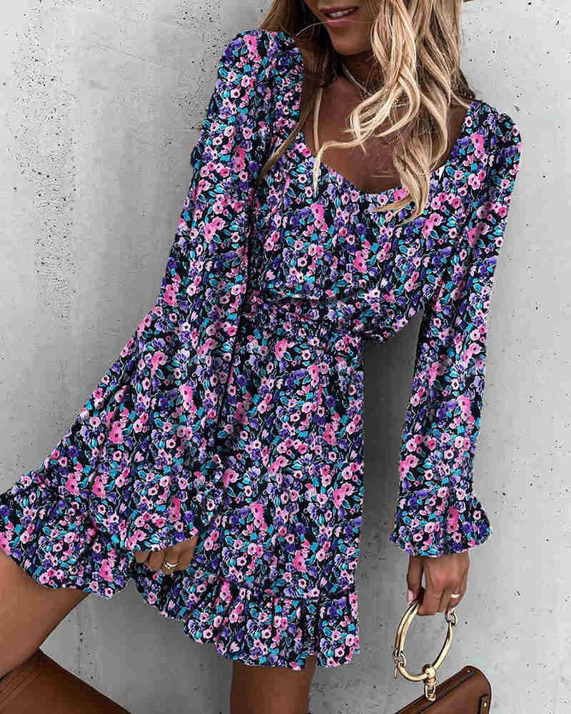 Floral Ruffle Midi Dress - View 3