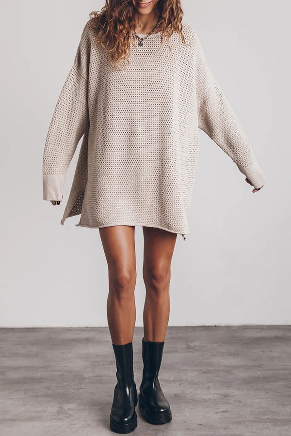 Oversized Slit Side Sweater for Effortless Cozy Style