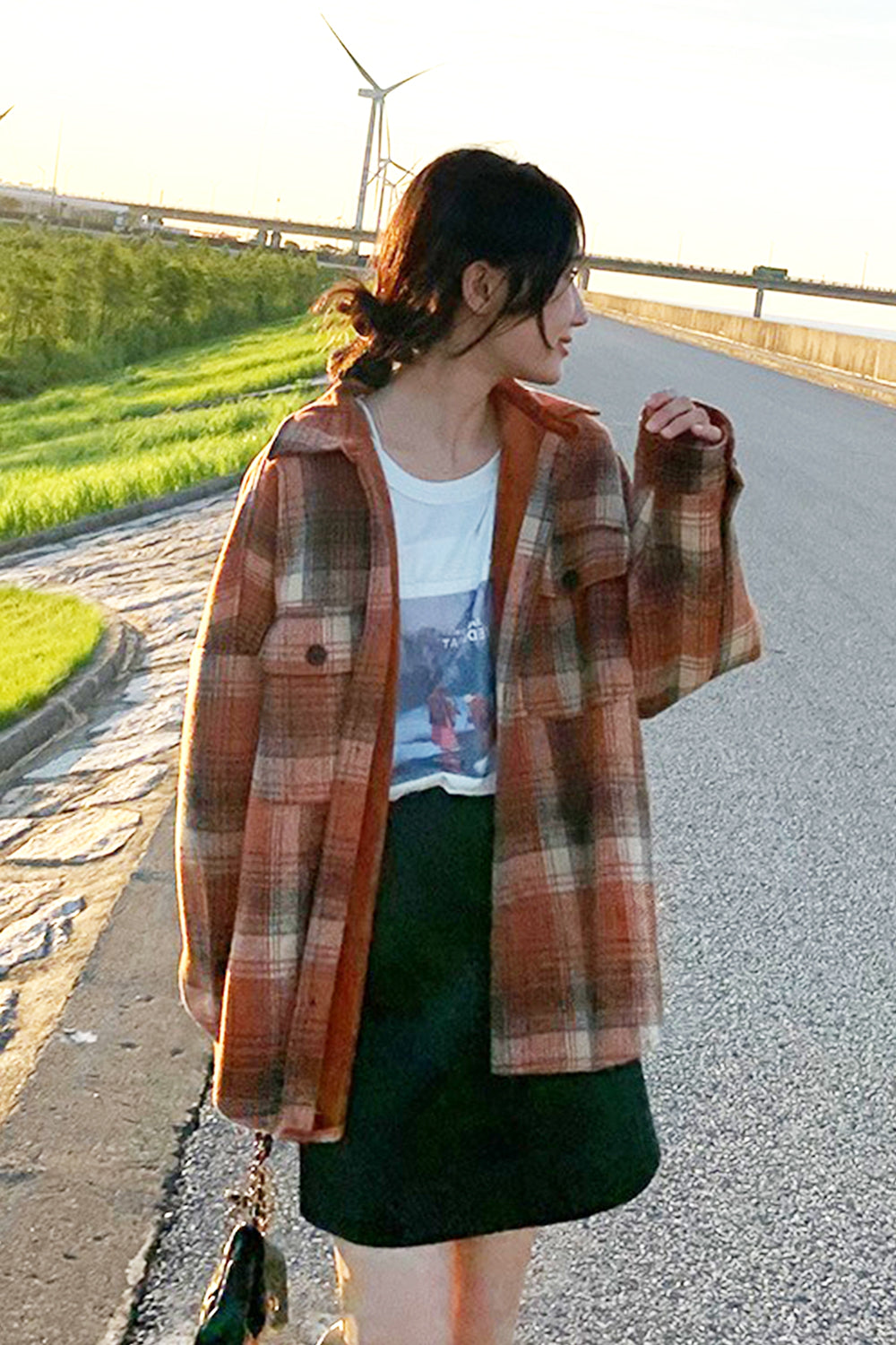 RadyRin Vintage Plaid Fleece Coat for Cozy Layering