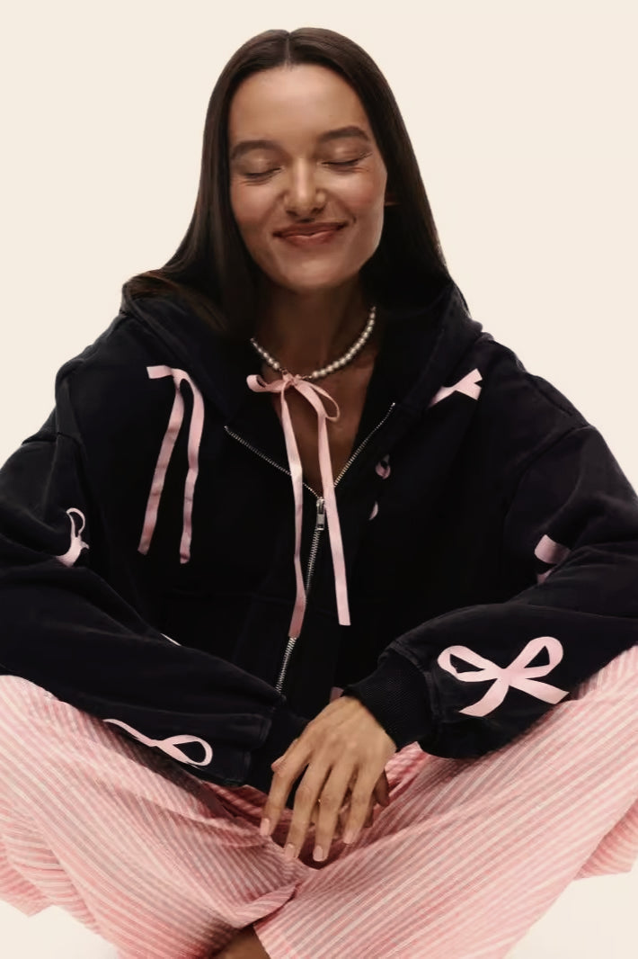 Casual Bow Print Hoodie