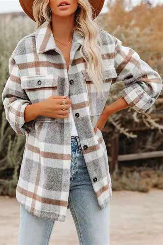 ShoptheCIC Vintage Plaid Tweed Coat for Timeless Style