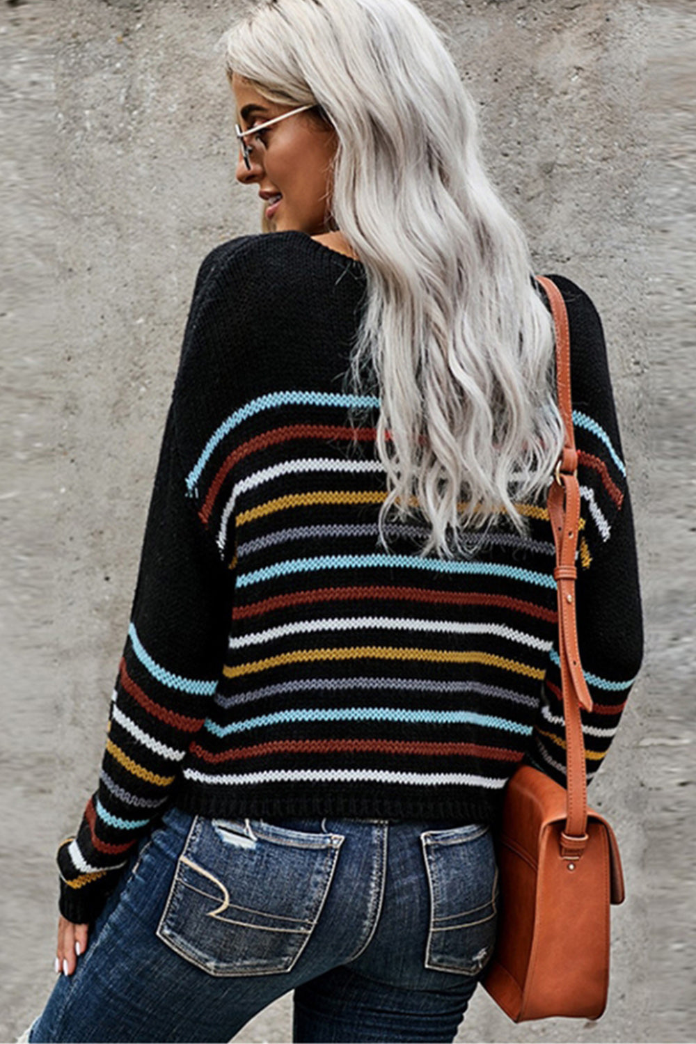 RadyRin Striped Long Sleeve Sweater for Effortless Style