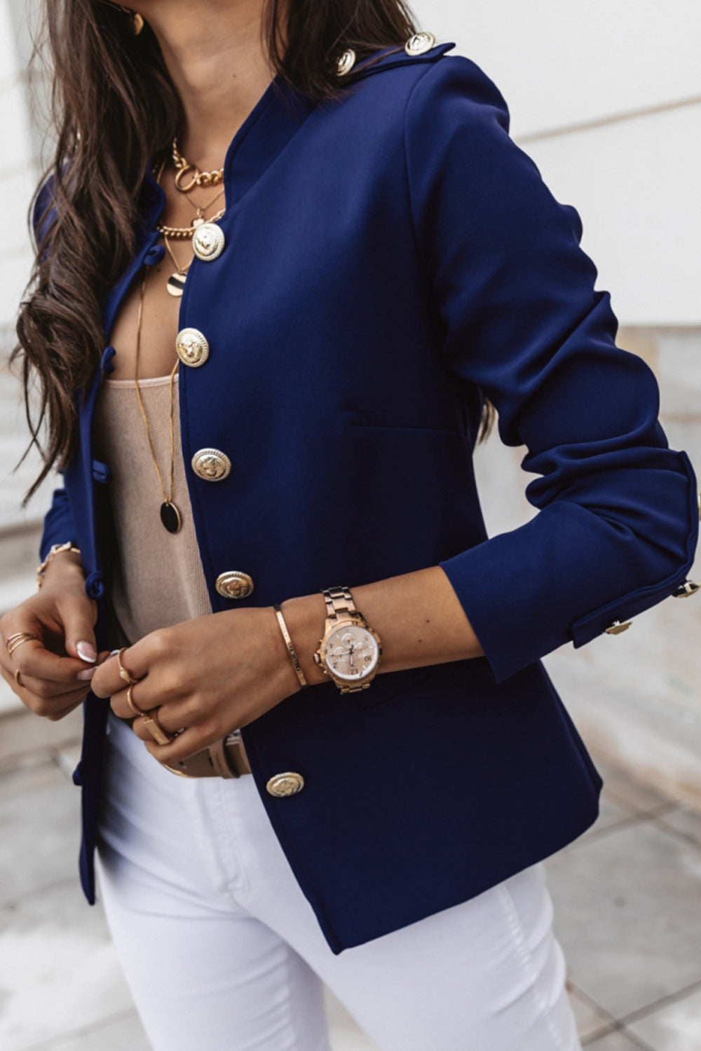 Tailored Long Sleeve Suit Jacket for Elegant Professional Style