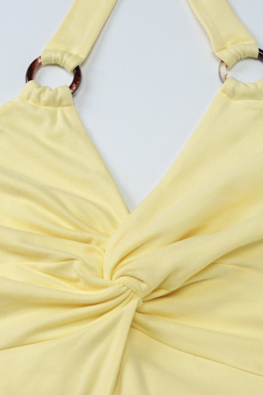 Halter Twist Cut-Out Maxi Party Dress