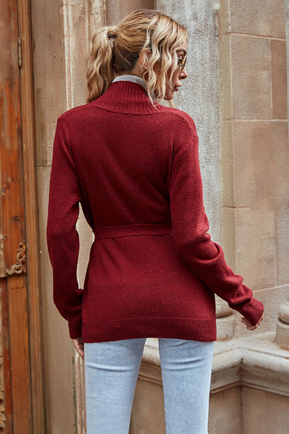 V-neck Loose Knit Sweater Coat for Cozy Chic Style