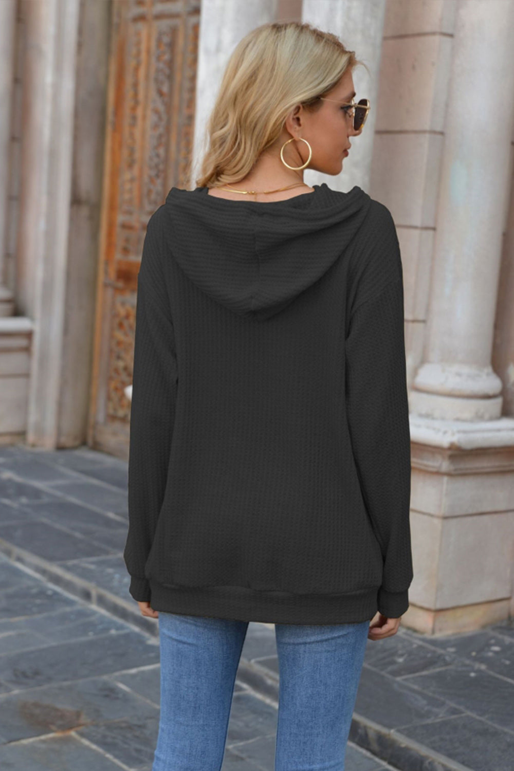 RadyRin Hooded Solid Color Sweater for Cozy Comfort