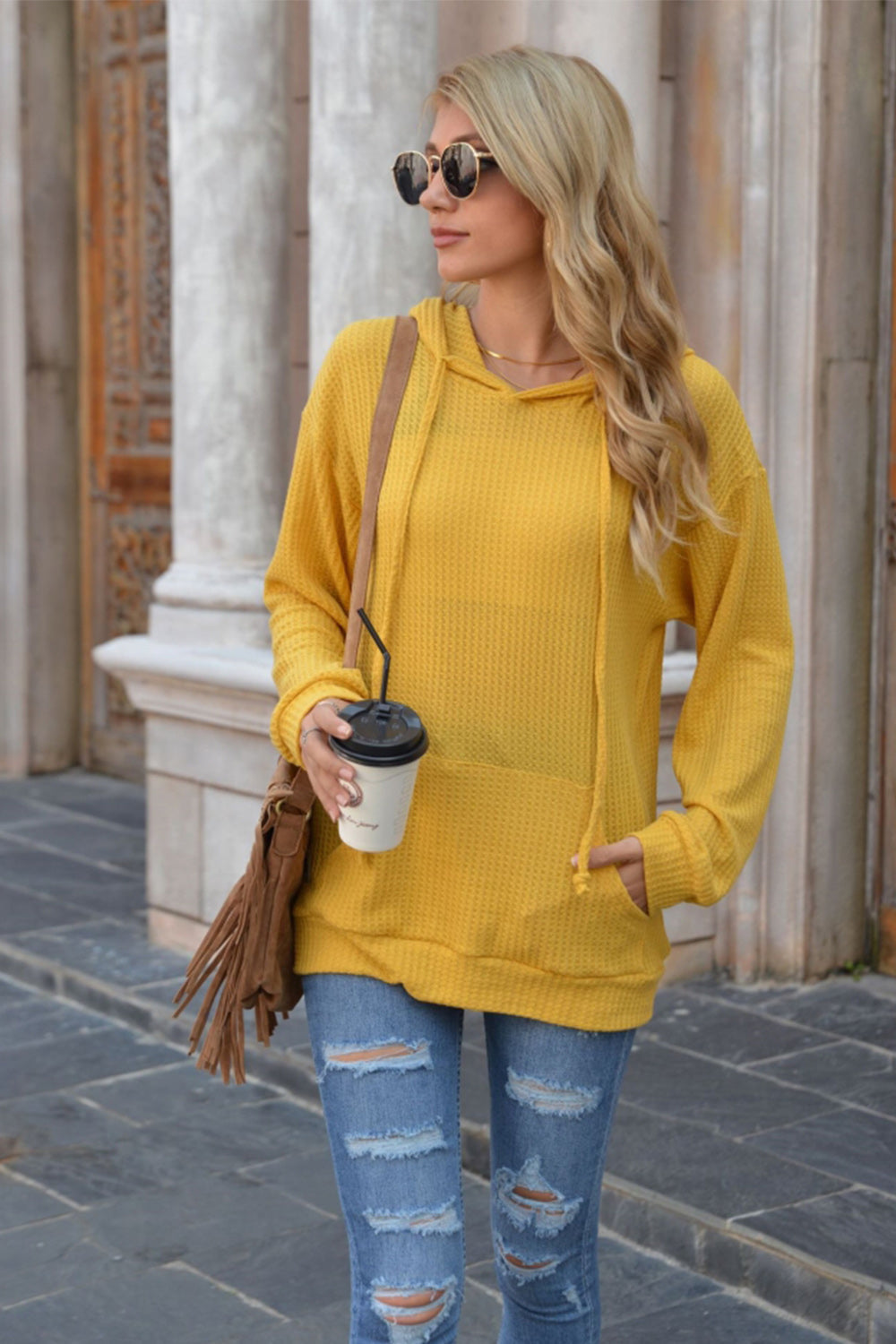 RadyRin Hooded Solid Color Sweater for Cozy Comfort