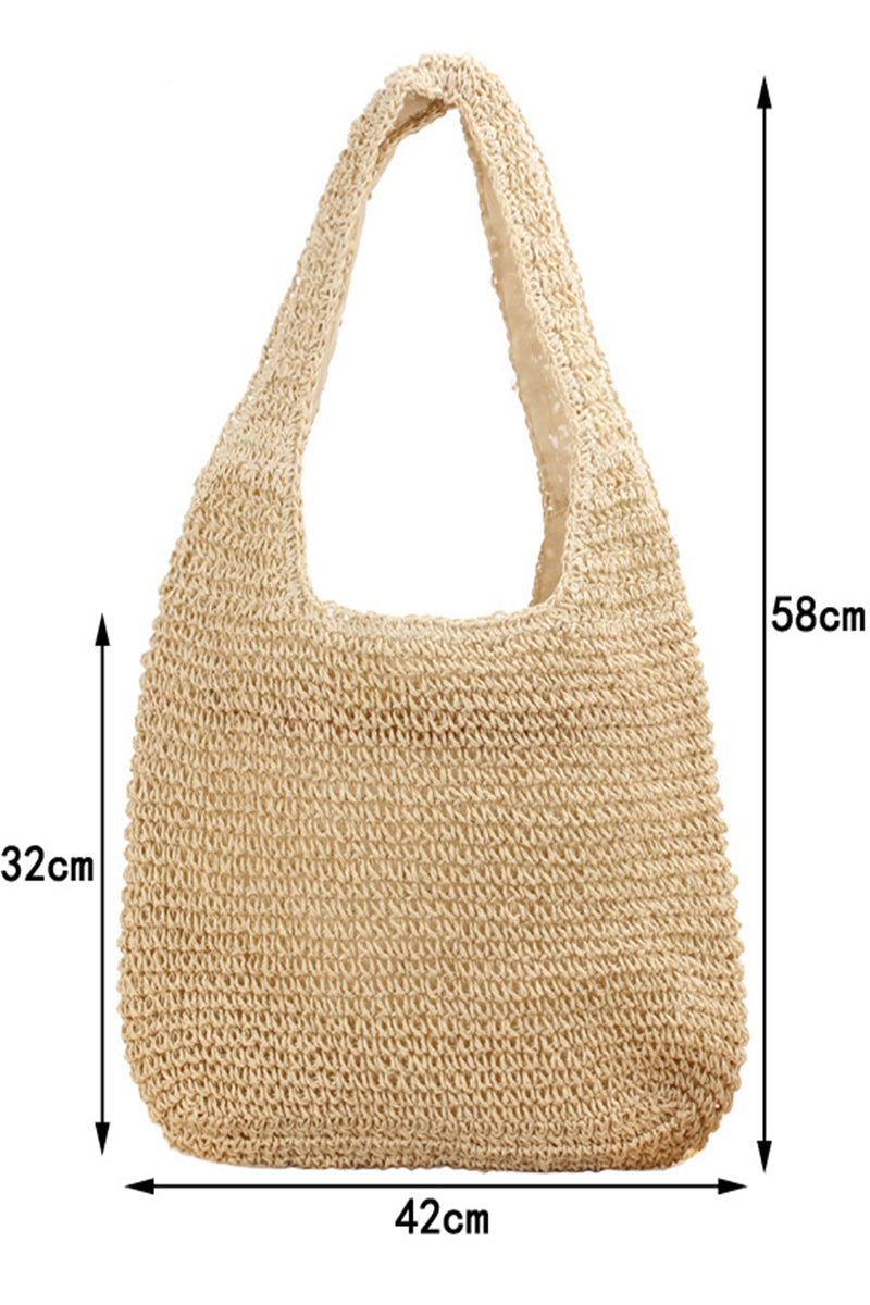 Casual Woven Straw Beach Bag with zipper - Fashionpara