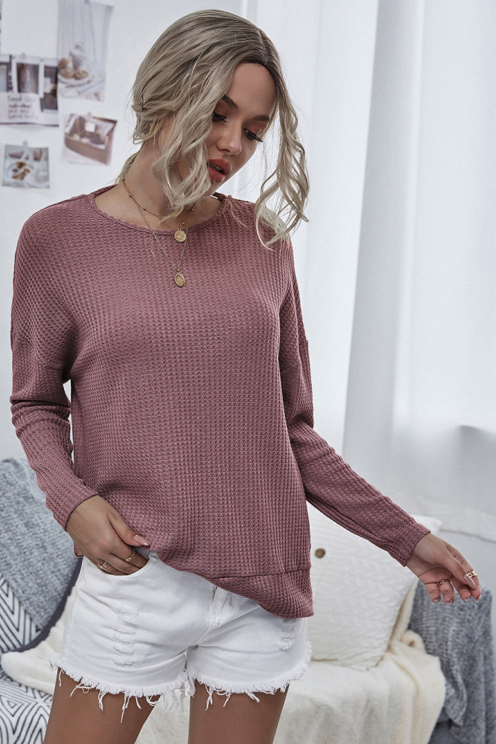 RadyRin Round Neck Open Back Sweater for Effortless Style