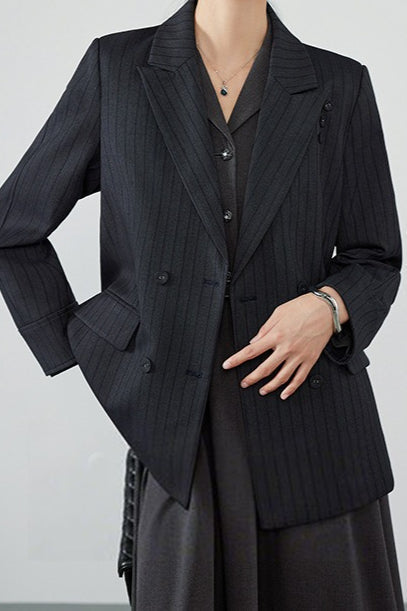 Elegant Striped Notch Blazer