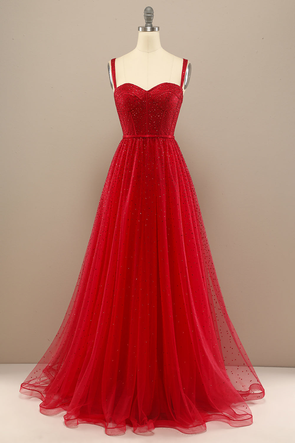 Beautiful Red Sweetheart Prom Dress with Beading - Fashionpara