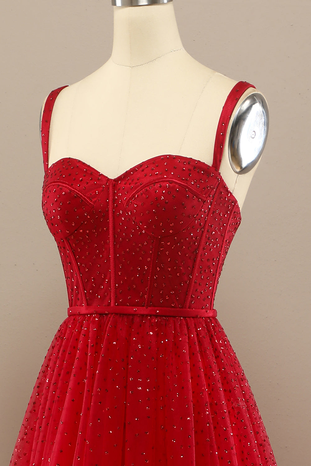 Beautiful Red Sweetheart Prom Dress with Beading - Fashionpara