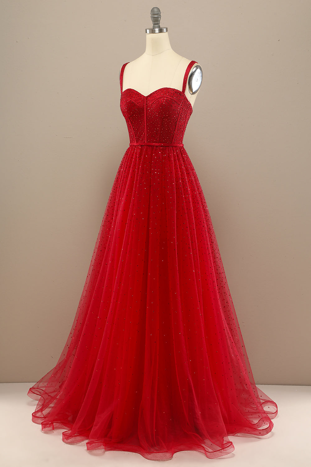 Beautiful Red Sweetheart Prom Dress with Beading - Fashionpara