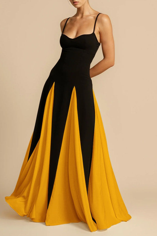Two-Tone Sweetheart Spaghetti Strap A-Line Maxi Gown