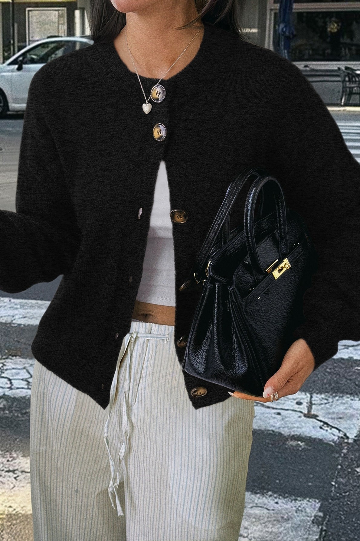 Casual Minimalist Button Front Long Sleeve Coat - Fashionpara