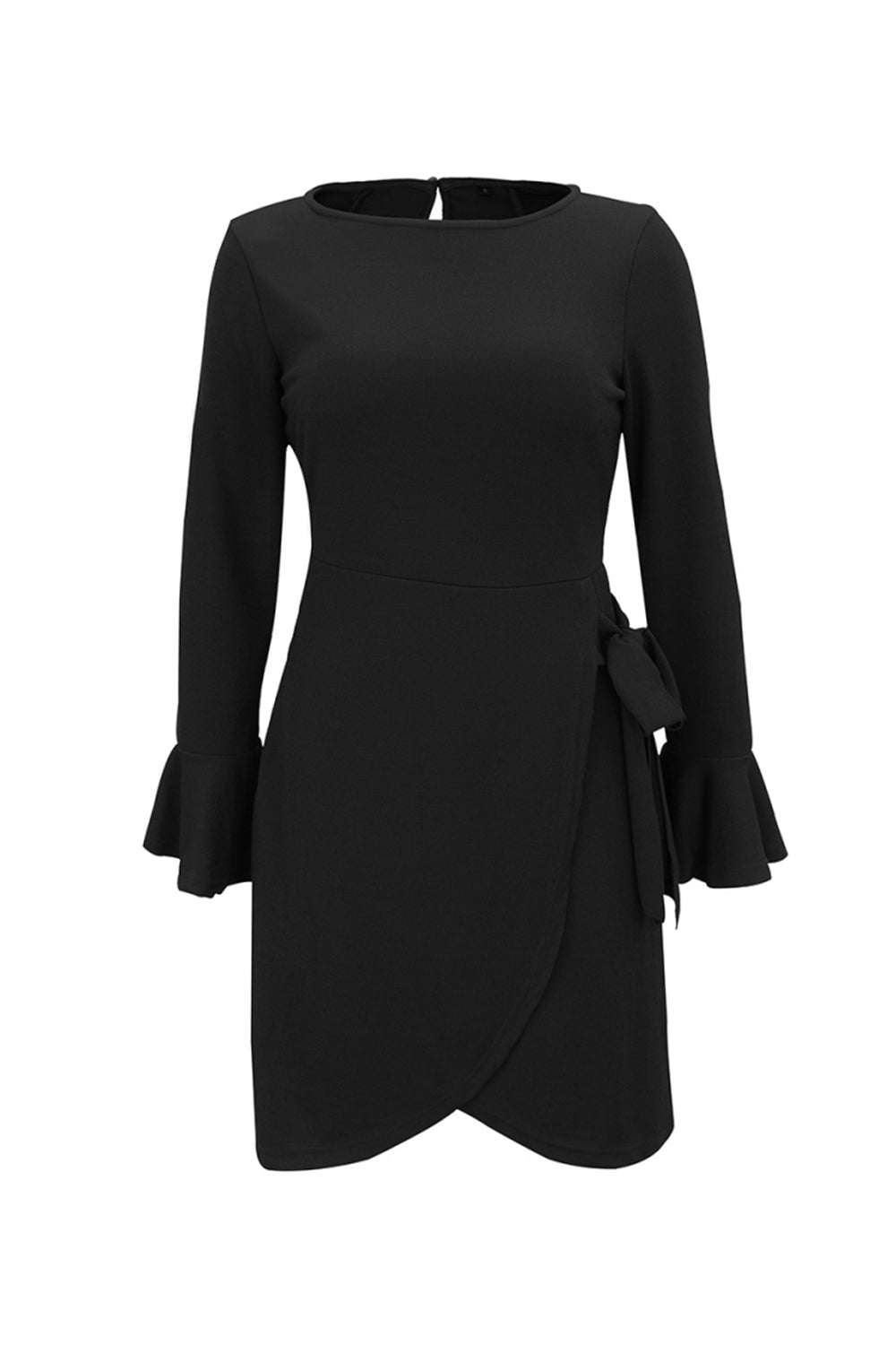 Knitted Drawstring Solid Color Dress - Fashionpara