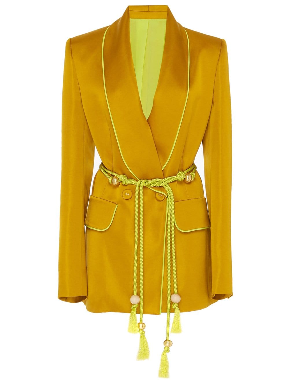 Tasseled Satin Blazer + Pants in Gold 7