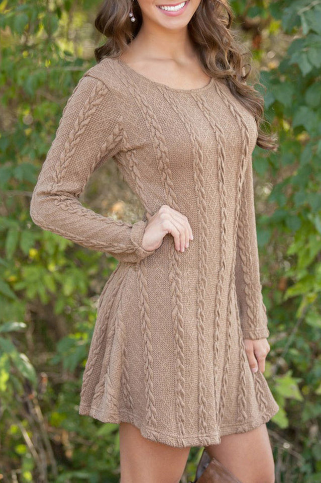 Elegant Plus Size Casual Sweater Dress in S-3XL Sizes