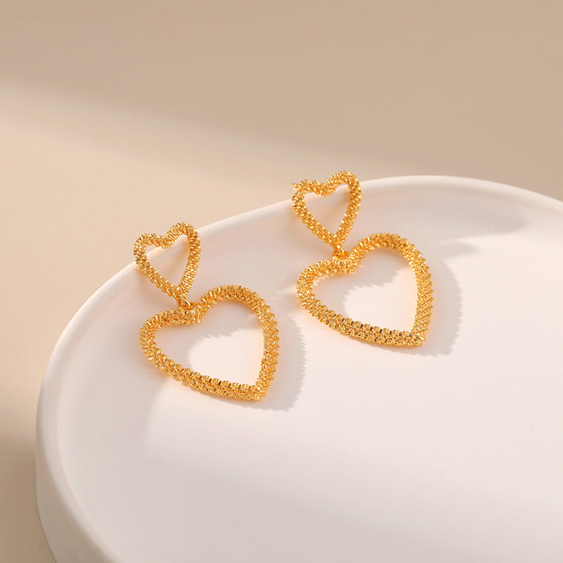 Three-dimensional Hollow Love Earrings