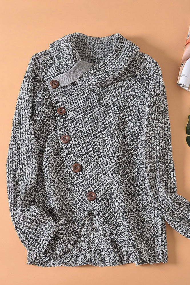 ShoptheCIC Diagonal Button Turtleneck Sweater for You