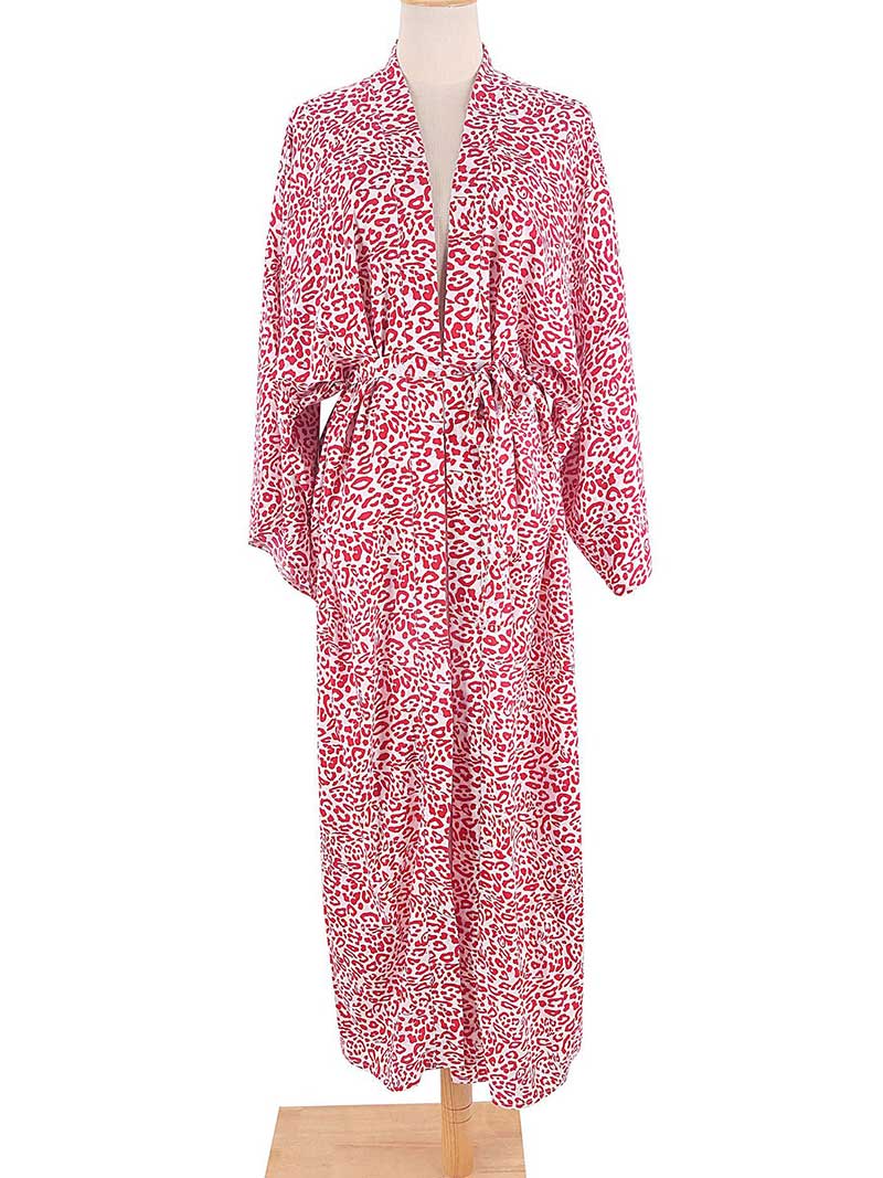 Printed Different Colors Rayon Long Length Gown Kimono Duster Robe 3