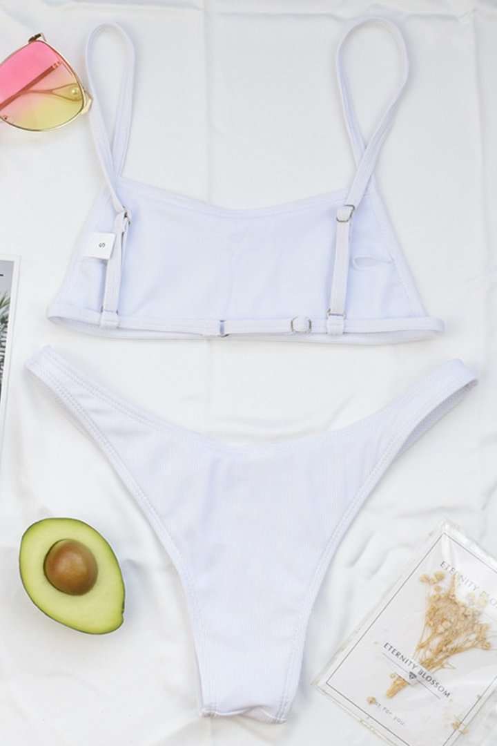 Bandeau High Cut Solid Bikini Set (4 Colors) - Fashionpara