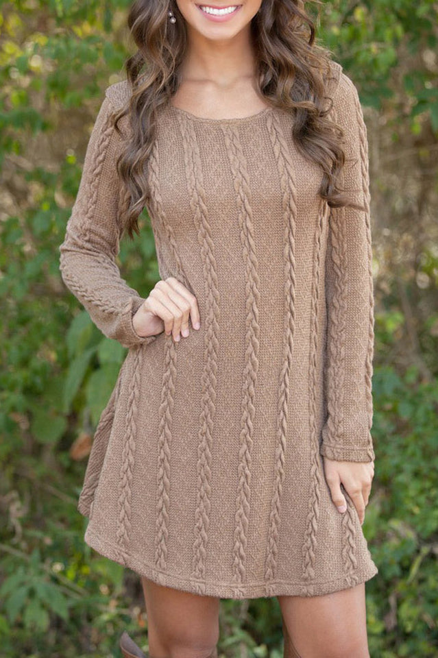 Elegant Plus Size Casual Sweater Dress in S-3XL Sizes