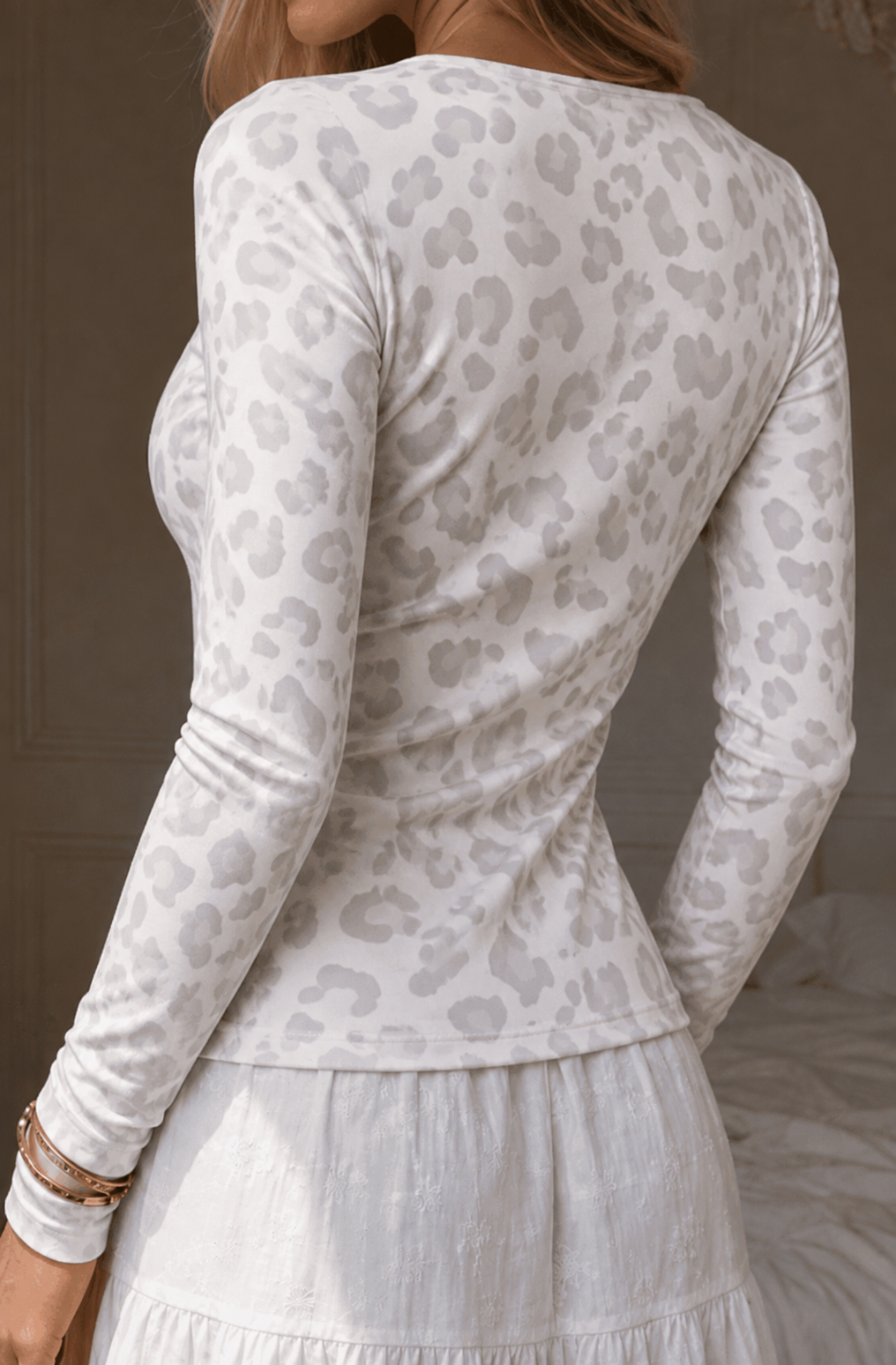 Leopard Fitted Long Sleeve Tee