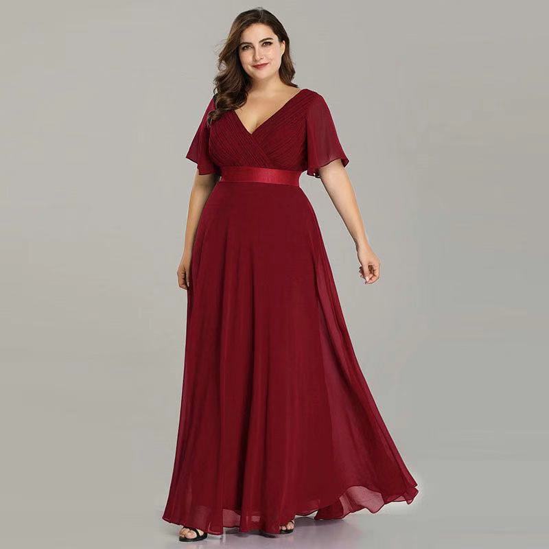 Chiffon V-Neck Flutter Sleeve Pleated A-Line Maxi Dress - View 3