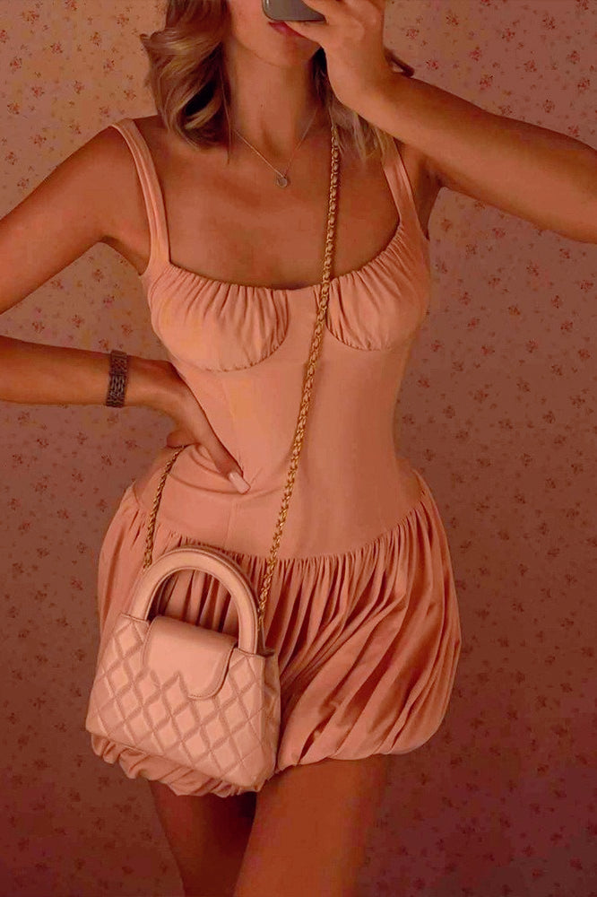 Sultry Pleated Mini Slip Dress