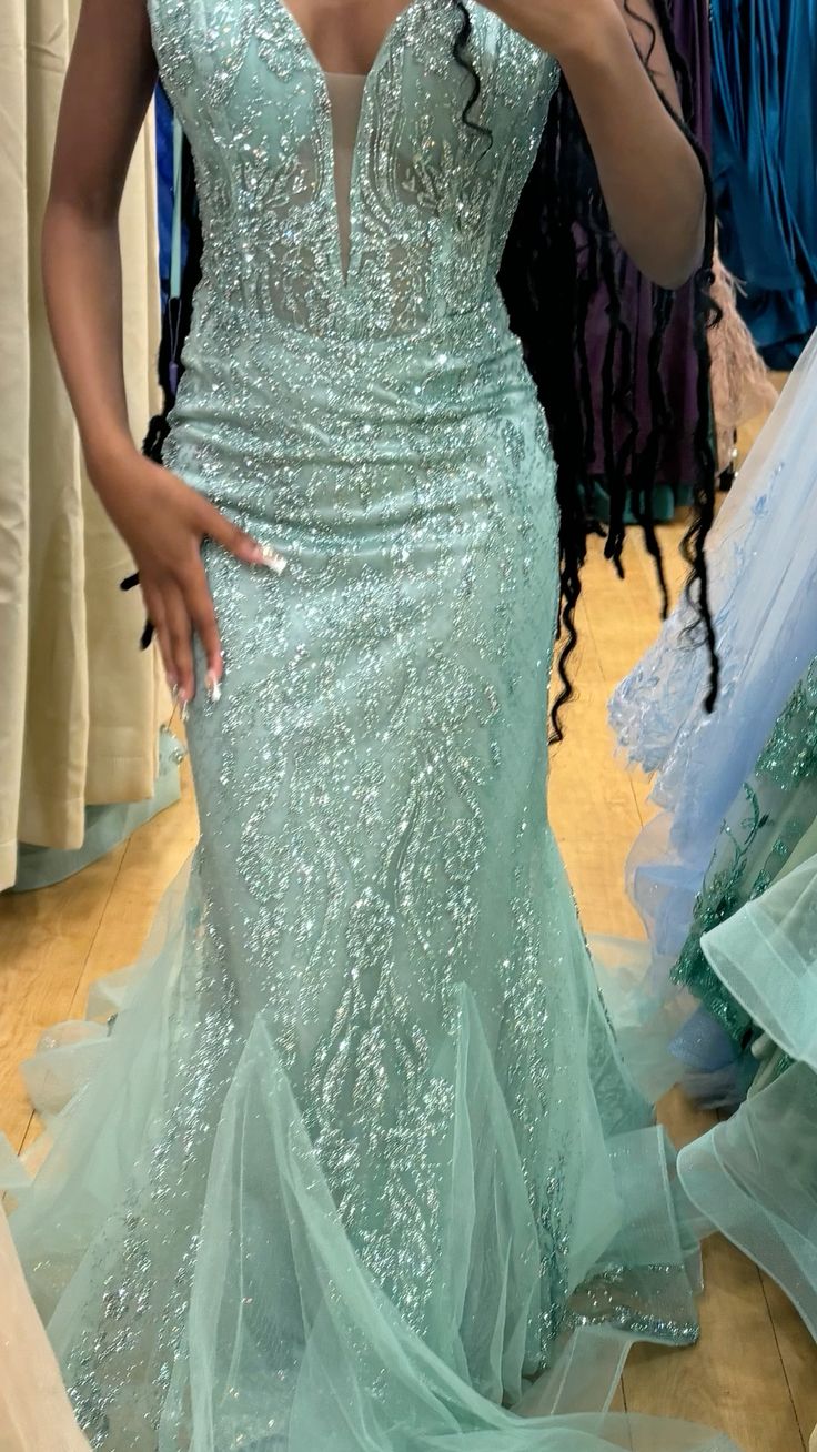 Mint Green Mermaid Prom Dress Evening Dress Graduation Dress - Fashionpara
