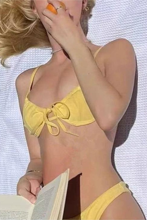 Solid Tie Triangle Bikini Set