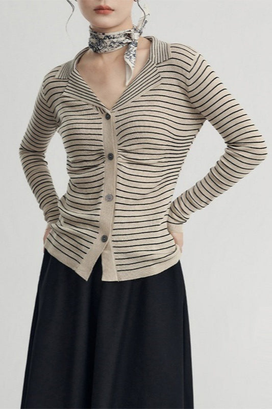 French Stripe Knit Cardigan