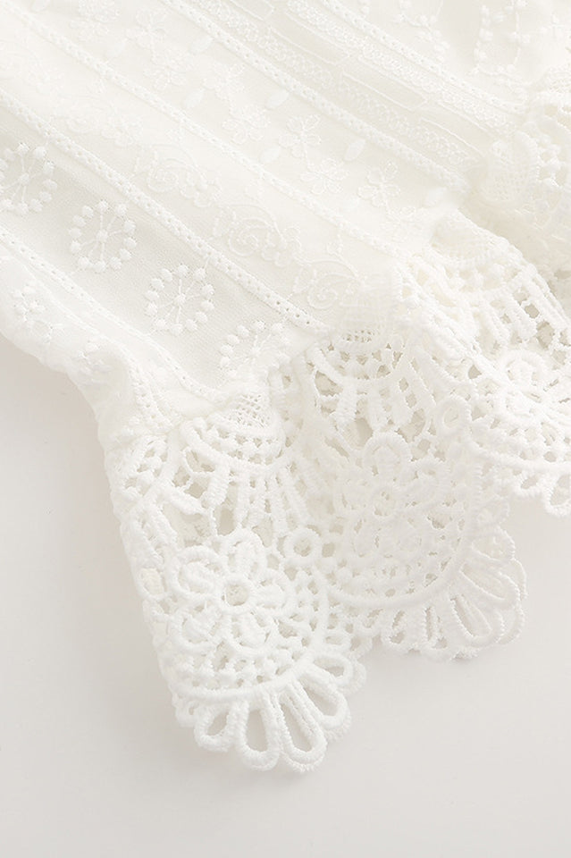 Boho Lace Ruffle Mini Beach Dress